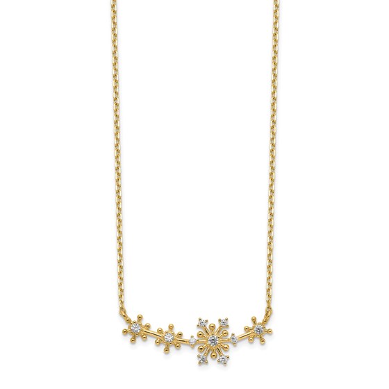 14k Yellow Gold Snowflakes CZ with 2 in ext Necklace - 20 in. 14k Yellow Gold Snowflakes CZ with 2 in ext Necklace - 20 in.