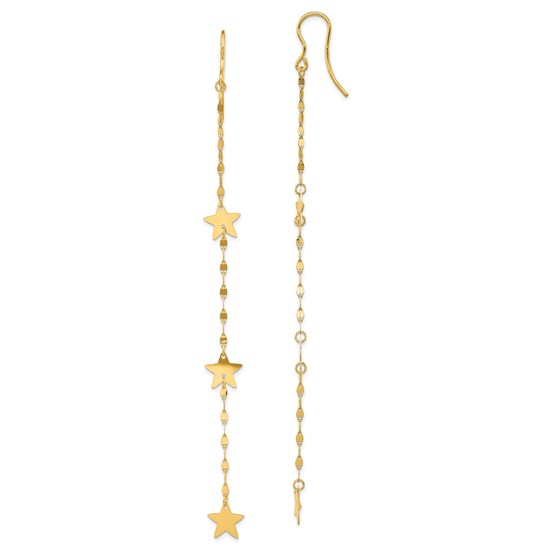 14k Yellow Gold Star Dangle Earrings 14k Yellow Gold Star Dangle Earrings