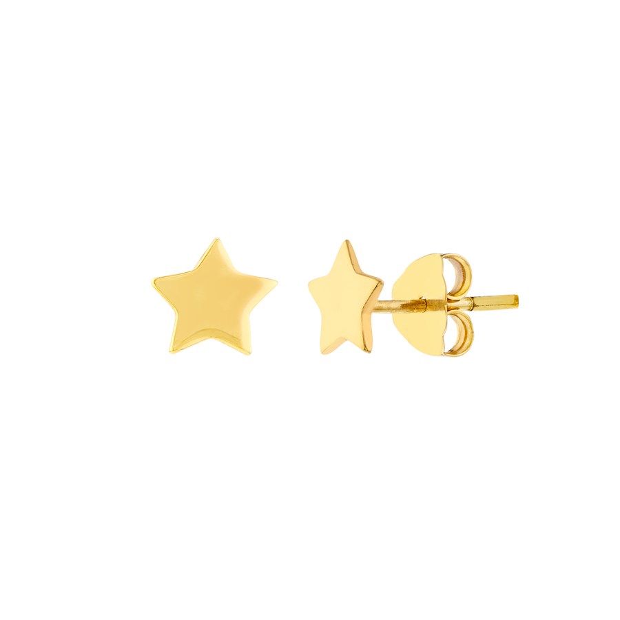 14K Yellow Gold Star Stud Earrings