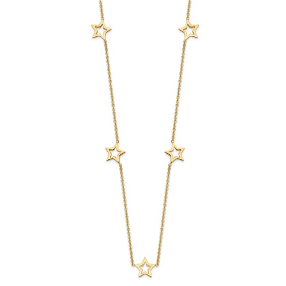 14K Yellow Gold Star w/2in Extension 18in Necklace - 18 in.