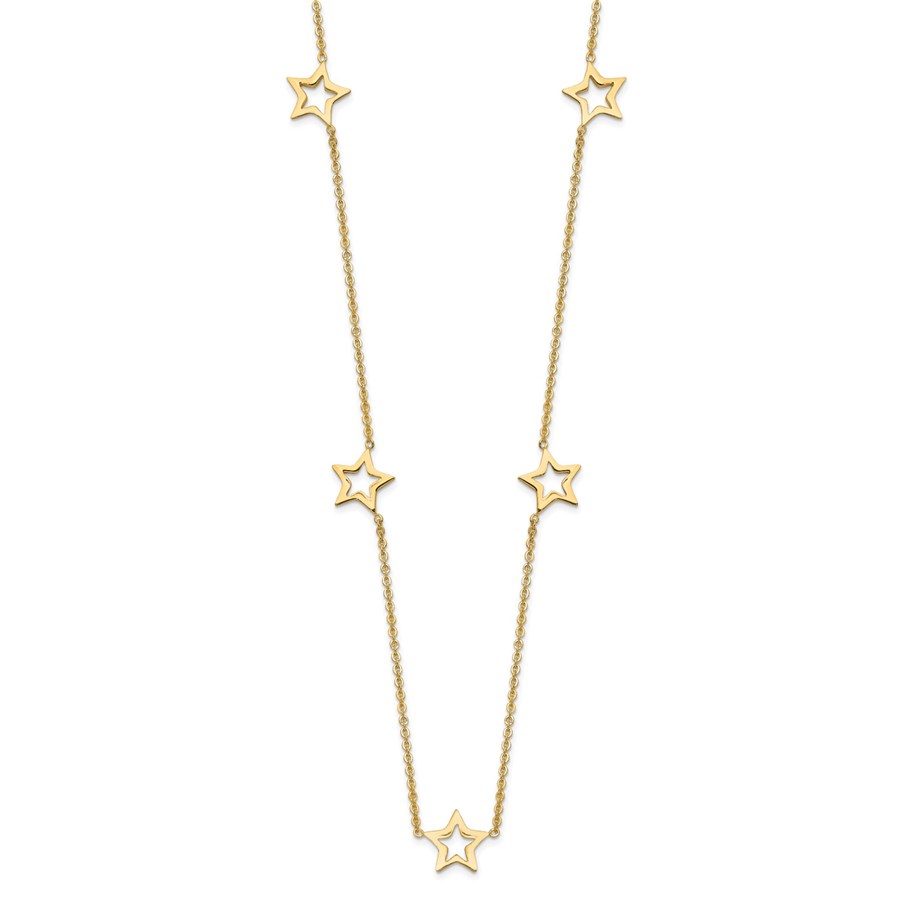 14K Yellow Gold Star w/2in Extension 18in Necklace - 18 in.