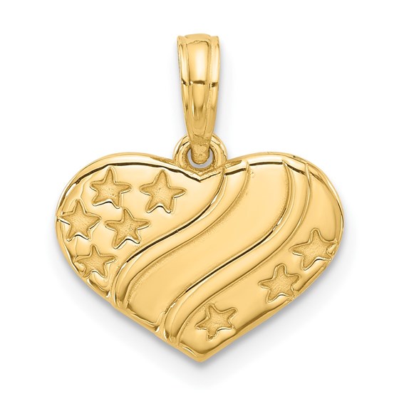 14K Yellow Gold Stars on Heart Pendant - 21 mm 14K Yellow Gold Stars on Heart Pendant - 21 mm