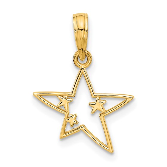 14K Yellow Gold Stars Pendant - 19.7 mm 14K Yellow Gold Stars Pendant - 19.7 mm