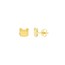 14K Yellow Gold Stud Cat Face Shape Earrings