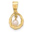 14K Yellow Gold Teardrop White Pearl Diamond Pendant - 16.75 mm