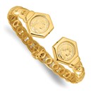 14K Yellow Gold Textured Fancy Link Hinged Cuff Bracelet - in.