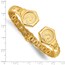 14K Yellow Gold Textured Fancy Link Hinged Cuff Bracelet - in.