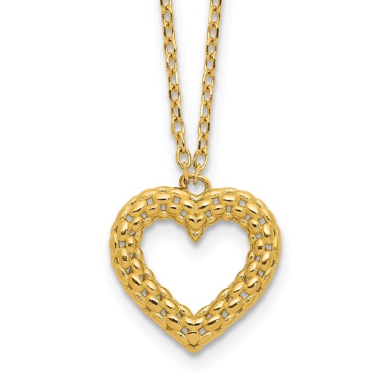 14K Yellow Gold Textured Heart 18 in Necklace - 18 in. 14K Yellow Gold Textured Heart 18 in Necklace - 18 in.