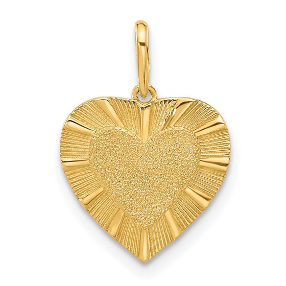14K Yellow Gold Textured Heart Pendant - 20.2 mm 14K Yellow Gold Textured Heart Pendant - 20.2 mm