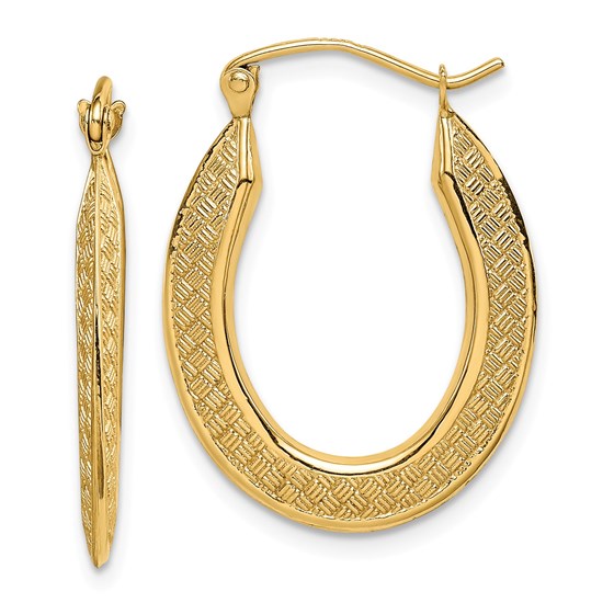 14k Yellow Gold Textured Stamped Hoop Earrings 14k Yellow Gold Textured Stamped Hoop Earrings