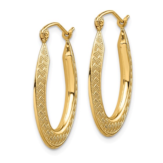 Buy 14k Yellow Gold Textured Stamped Hoop Earrings APMEX