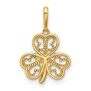 14K Yellow Gold Three Leaf Clover Pendant - 18.2 mm