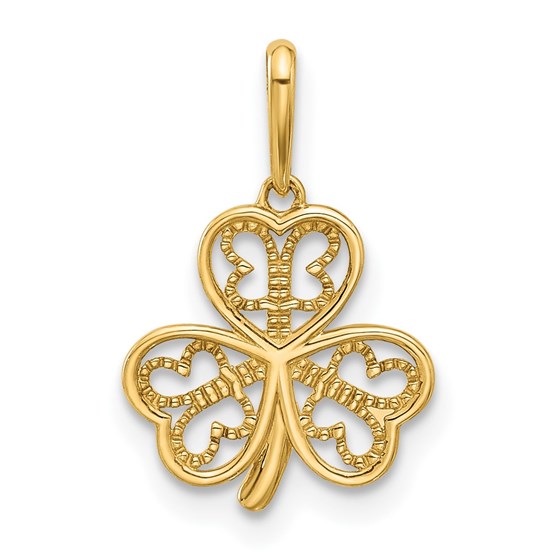 14K Yellow Gold Three Leaf Clover Pendant - 18.2 mm 14K Yellow Gold Three Leaf Clover Pendant - 18.2 mm