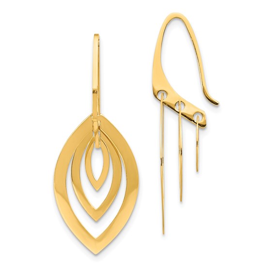 14k Yellow Gold Triple Oval Dangle Earrings 14k Yellow Gold Triple Oval Dangle Earrings