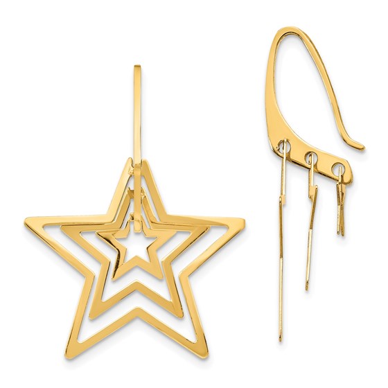 14k Yellow Gold Triple Star Dangle Earrings 14k Yellow Gold Triple Star Dangle Earrings