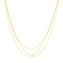 14K Yellow Gold Triple Strand Cross Element Necklace - 18 in.