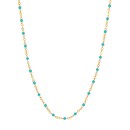 14K Yellow Gold Turquoise Enamel Double Curb Chain - 18 in.