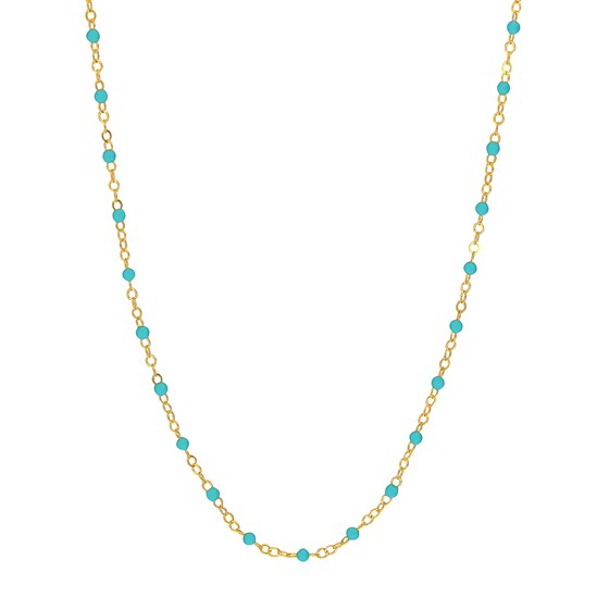 14K Yellow Gold Turquoise Enamel Double Curb Chain - 18 in. 14K Yellow Gold Turquoise Enamel Double Curb Chain - 18 in.