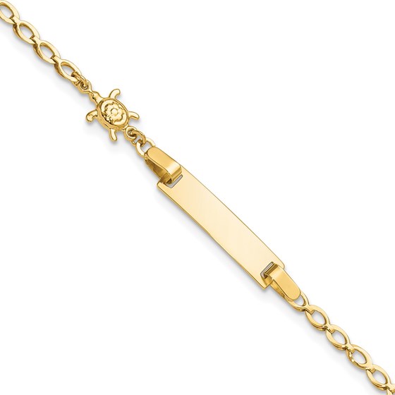 14K Yellow Gold Turtle Children's ID Bracelet - 6 in. 14K Yellow Gold Turtle Children's ID Bracelet - 6 in.
