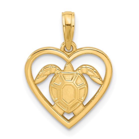 14K Yellow Gold Turtle in Heart Pendant - 20.6 mm 14K Yellow Gold Turtle in Heart Pendant - 20.6 mm