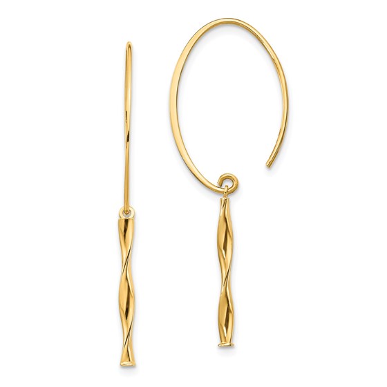 14k Yellow Gold Twist Bar Dangle Earrings 14k Yellow Gold Twist Bar Dangle Earrings