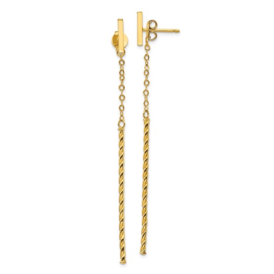 14k Yellow Gold Twisted Stick Dangle Post Earrings 14k Yellow Gold Twisted Stick Dangle Post Earrings
