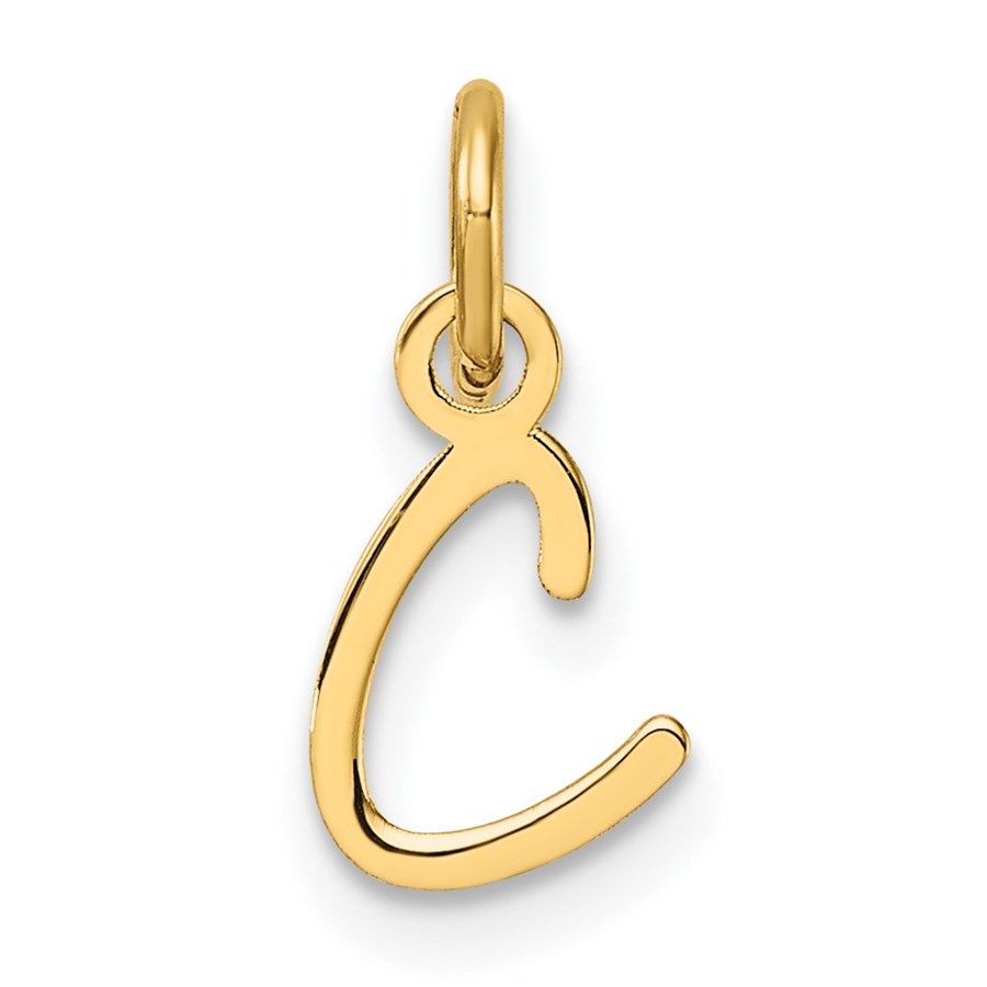 14K Yellow Gold Uppercase Letter C Initial Charm - 15 mm