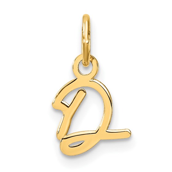 14K Yellow Gold Uppercase Letter D Initial Charm - 15.6 mm