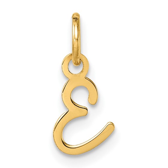 14K Yellow Gold Uppercase Letter E Initial Charm - 15 mm