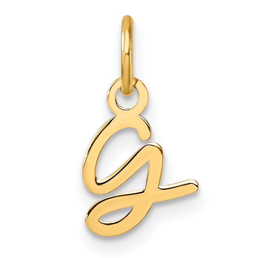 14K Yellow Gold Uppercase Letter G Initial Charm - 15.7 mm
