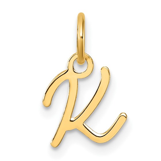 14K Yellow Gold Uppercase Letter K Initial Charm - 14.5 mm