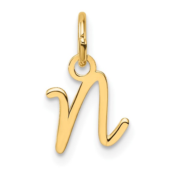 14K Yellow Gold Uppercase Letter N Initial Charm - 15 mm 14K Yellow Gold Uppercase Letter N Initial Charm - 15 mm