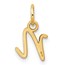 14K Yellow Gold Uppercase Letter N Initial Charm - 15 mm