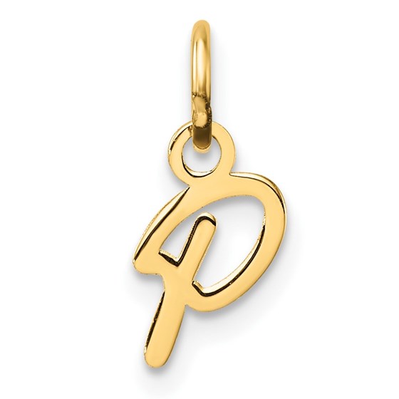 14K Yellow Gold Uppercase Letter P Initial Charm - 14 mm 14K Yellow Gold Uppercase Letter P Initial Charm - 14 mm