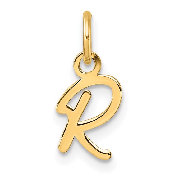 14K Yellow Gold Uppercase Letter R Initial Charm - 15.6 mm