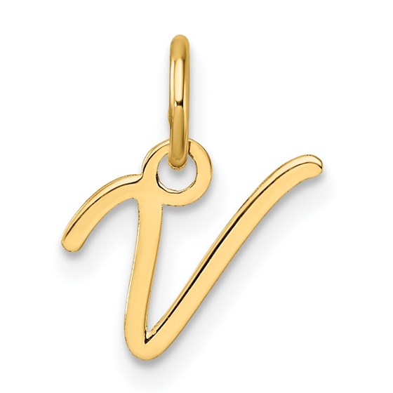 14K Yellow Gold Uppercase Letter V Initial Charm - 13.2 mm 14K Yellow Gold Uppercase Letter V Initial Charm - 13.2 mm