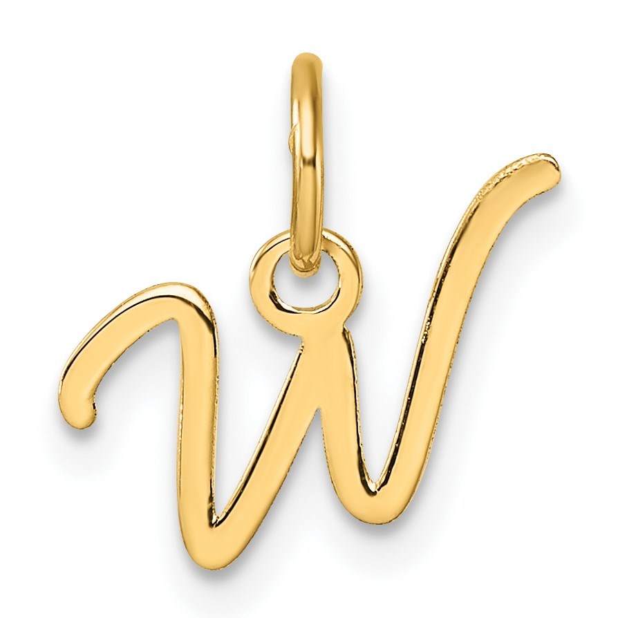 14K Yellow Gold Uppercase Letter W Initial Charm - 13 mm