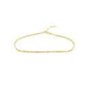 14K Yellow Gold Valentino & Hammered Chain Anklet - 10 in.