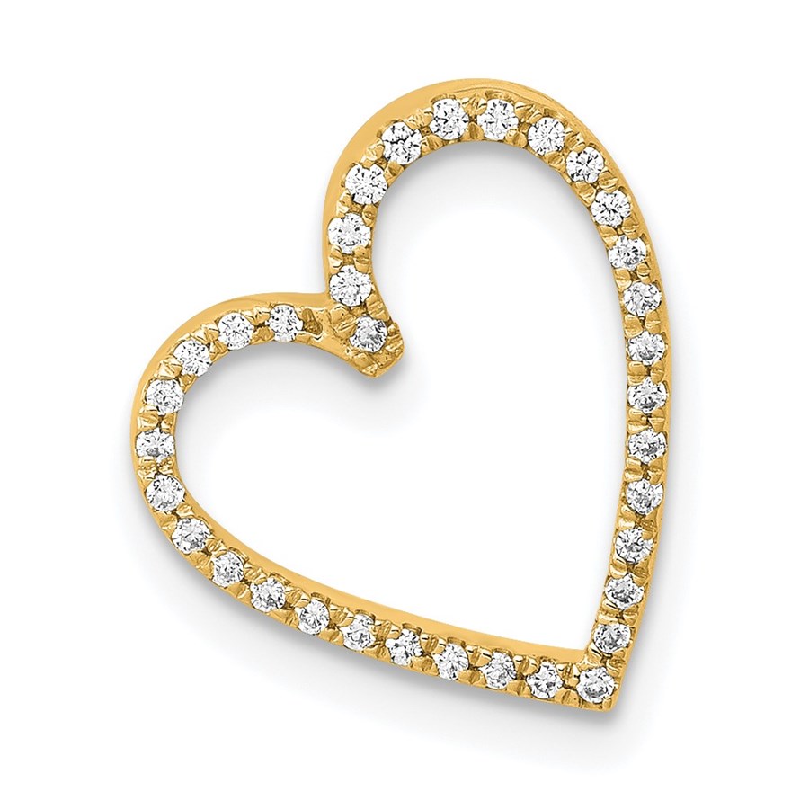 14K Yellow Gold Vintage Heart Chain Slide - 14 mm