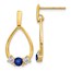 14k Yellow Gold w/ Blue & White Sapphire Post Earrings - 54 mm