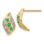 14k Yellow Gold w/ Emerald & Diamond Post Earrings - 14 mm