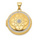 14k Yellow Gold w/ White Rhodium 22 mm Diamond Locket Pendant