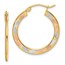 14k Yellow Gold w/White & Rose Rhodium Diamond-cut Hoop Earrings