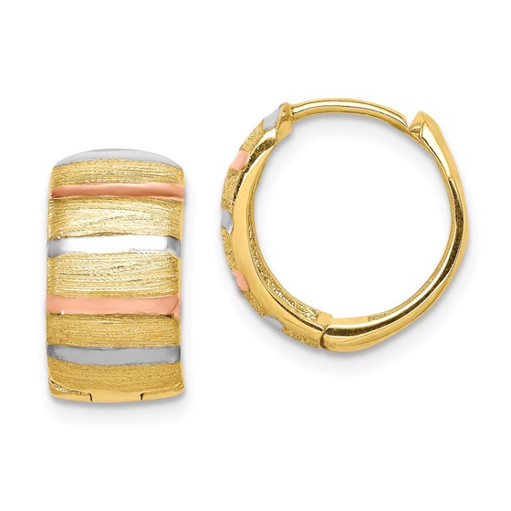 14k Yellow Gold w/White & Rose Rhodium Hoop Earrings 14k Yellow Gold w/White & Rose Rhodium Hoop Earrings