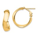 14k Yellow Gold Wavy Omega Back Hoop Earrings - 5x19 mm