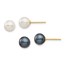 14k Yellow Gold White & Black Round Pearl 2 pair Set - 6-7 mm