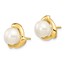 14k Yellow Gold White Button Cultured Pearl Post Earrings - 10 mm