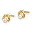 14k Yellow Gold White Button Pearl Circle Post Earrings