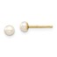 14k Yellow Gold White Button Pearl Stud Post Earrings - 3-4 mm
