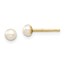 14k Yellow Gold White Button Pearl Stud Post Earrings - 3-4 mm